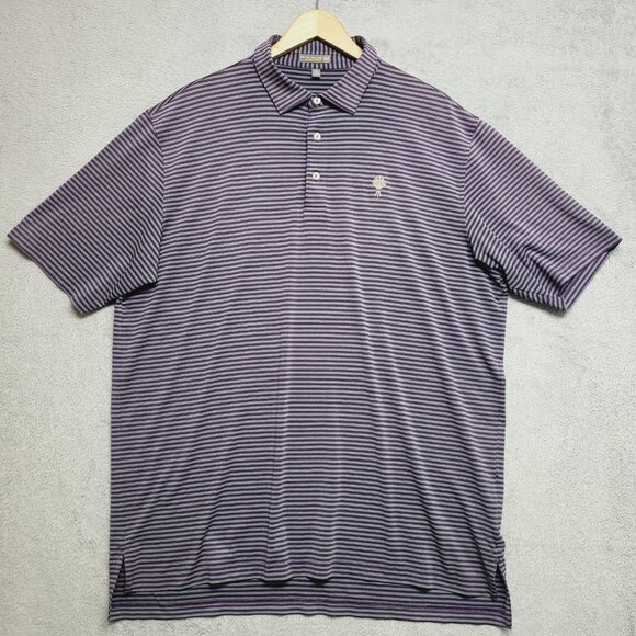 Peter Millar Summer Comfort Polo Shirt Mens XL Purple Gray Striped Golf  Logo - Picture 3 of 10